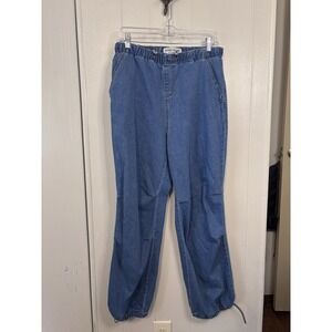 Gogo Jeans Parachute Women's Pants‎ Size 15/32 High Rise Wide Leg Blue Denim
